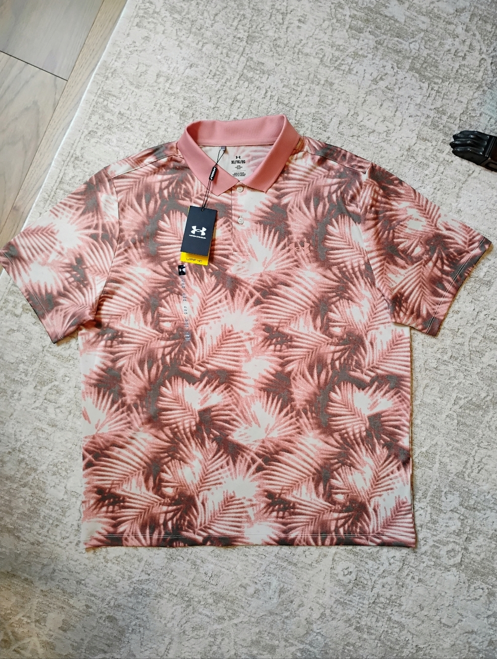 NWT XL Under Armour UA Matchplay Printed Polo UPF 40 Palm Print Shirt NEW